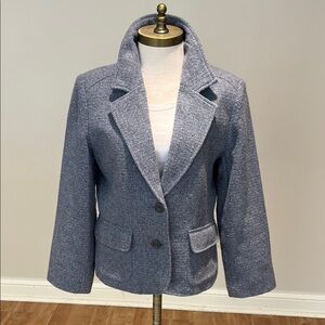 CAbi blue tweed wool blend short Blazer size 10
